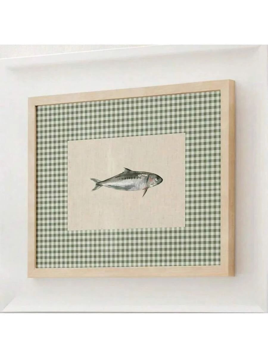 Bring timeless charm to your space with this vintage-inspired green checkered fish wall art canvas print. Perfect for kitchen, living room, or bedroom walls, this minimalist piece captures a nostalgic grandmillennial aesthetic that complements modern and eclectic interiors alike. The soft multicolor palette and playful fish motif add visual interest without overwhelming your décor. Crafted on quality canvas, it's an easy way to refresh any room with personality and warmth. Ideal for those seeking understate