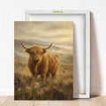 Framed Highland cow print in light wood frame mockup