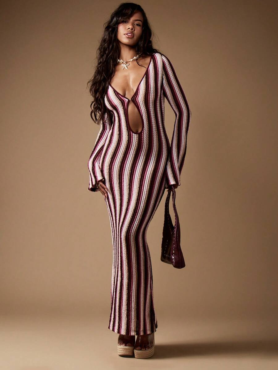 Step into timeless charm with this Vintage Inspired Striped Knitted Maxi Dress. Featuring a playful keyhole detail, it effortlessly blends elegance with a hint of flirtiness. Perfect for evening parties or beach getaways, its soft knit fabric offers comfortable wear while the flowing maxi length adds drama and grace. Embrace a nostalgic vibe with a fresh twist that’s sure to turn heads wherever you go!