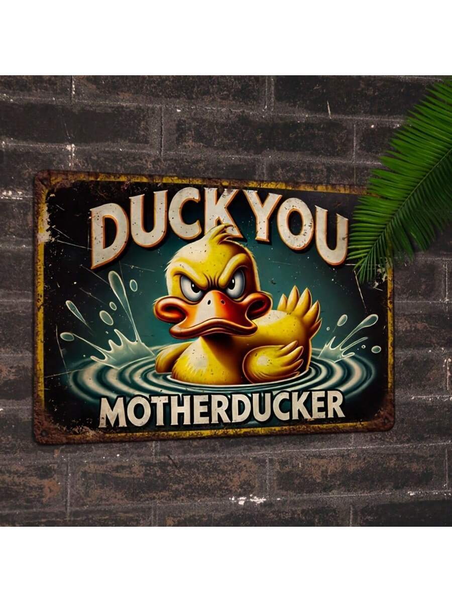 Add a splash of quirky charm to any space with this vintage iron duck wall sign. Crafted with rustic appeal, this humorous piece brings personality and character to man caves, cafes, garages, and home interiors. The whimsical duck design sparks conversation and laughter while its durable iron construction ensures lasting style. Perfect for animal lovers and decor enthusiasts seeking something beyond the ordinary, this sign transforms blank walls into focal points of fun and nostalgia.