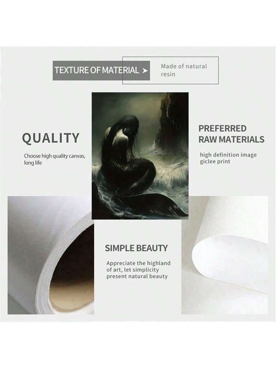 Dive into mystery with this captivating vintage mermaid seascape canvas art print. Featuring an enchanting dark fantasy aesthetic, this piece brings oceanic allure and whimsical charm to any room. Perfect for adding a touch of magical intrigue to your bedroom, living room, office, or creative space, this wall art celebrates the mystique of the deep sea. The moody color palette and detailed illustration create an atmospheric focal point that sparks imagination and conversation. Whether you're a mermaid enthu