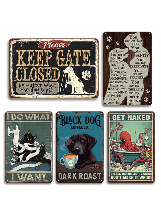 Enhance your home, garden, or man cave with this set of 5 Vintage Octopus Metal Tin Signs. Featuring retro animal art, these signs add a touch of nostalgia to any space. Made from durable materials, they are both functional and decorative. Bring a unique charm to your decor with these vintage-inspired pieces.