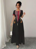 Step into effortless charm with this Vintage Patchwork A-Line Midi Dress. Featuring a playful mix of patterns and a flattering side tie waist, it brings a breezy bohemian vibe to your wardrobe. Perfect for sunny days or casual outings, this dress combines comfort with a touch of vintage elegance. Embrace your free spirit and twirl into style!