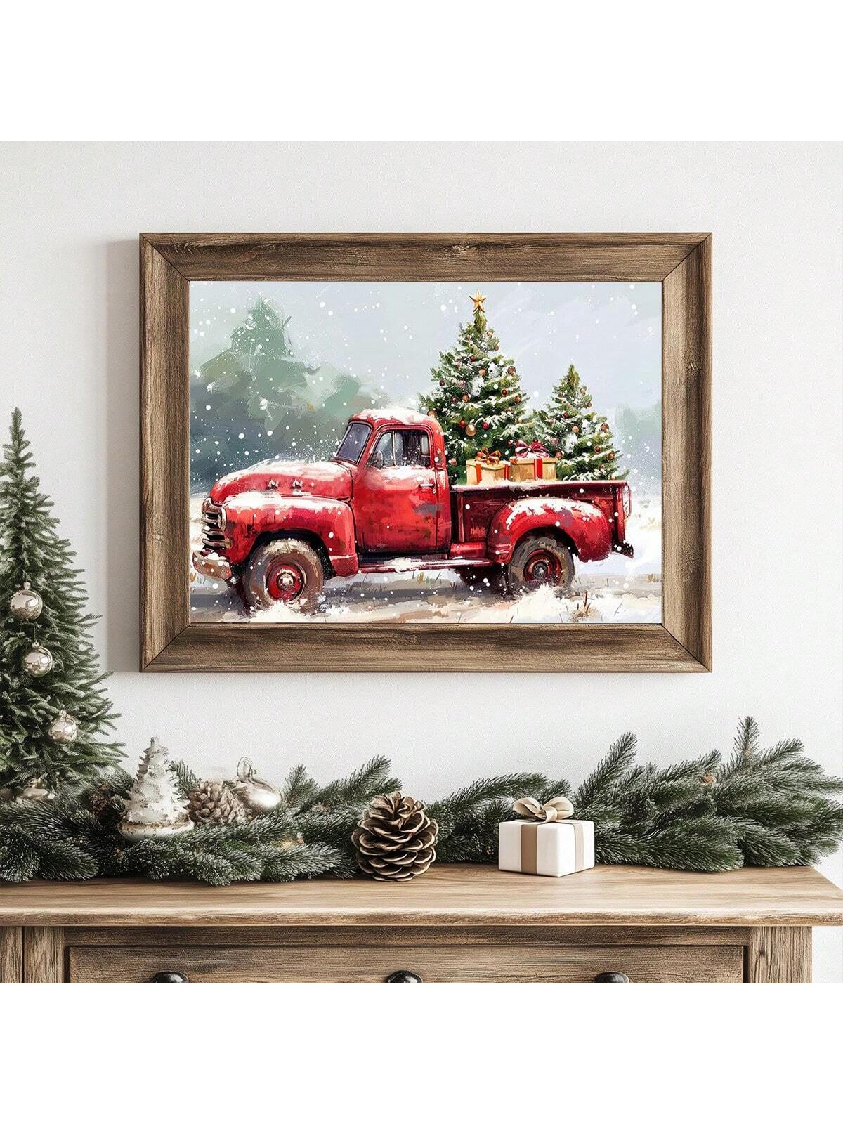 Bring festive cheer to your walls with this delightful vintage red pickup truck canvas art! Perfect for the holiday season, this charming winter landscape captures the cozy nostalgia of classic Americana. The warm red truck contrasts beautifully against a serene snowy backdrop, creating an inviting focal point for any room. Whether you're decorating your living room, bedroom, or cabin retreat, this playful piece adds personality and seasonal spirit to your space. A wonderful gift for truck enthusiasts and h