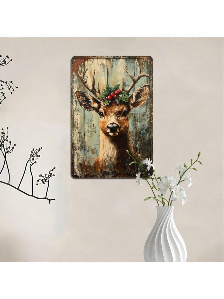 Bring holiday magic to any space with this charming vintage reindeer metal sign. Crafted for durability, this festive wall art captures the nostalgic spirit of classic Christmas décor with its timeless design. Perfect for living rooms, kitchens, bars, or seasonal displays, it adds warmth and character to your home. Whether you're a holiday enthusiast or looking for unique décor that celebrates the season, this sturdy metal piece delivers rustic charm that'll have guests smiling. Hang it year-round or save i