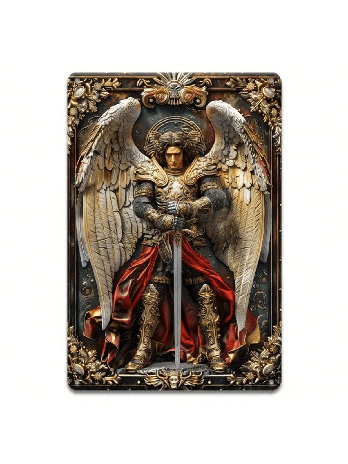 Add a touch of vintage charm to your home or office with our retro metal sign featuring Saint Michael. This unique wall art piece is perfect for any space and will surely bring a sense of nostalgia and personality to your decor. Show off your unique style with Saint Michael!