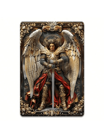 Add a touch of vintage charm to your home or office with our retro metal sign featuring Saint Michael. This unique wall art piece is perfect for any space and will surely bring a sense of nostalgia and personality to your decor. Show off your unique style with Saint Michael!