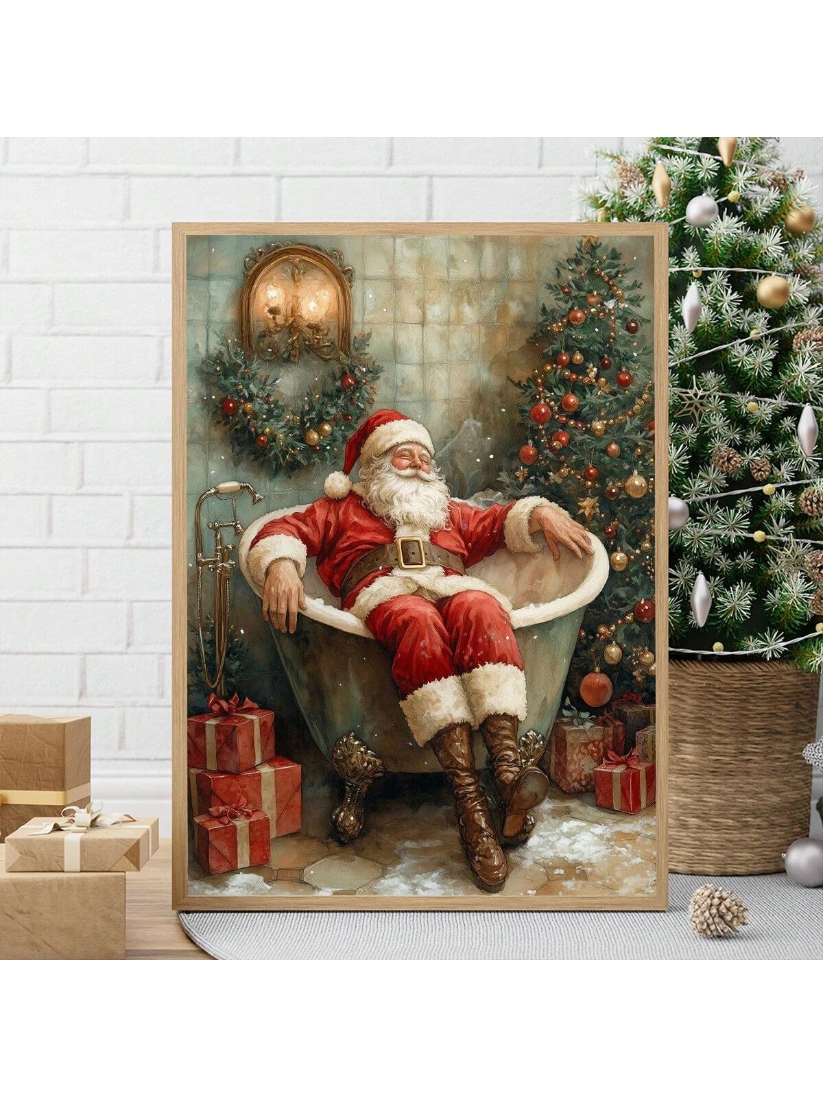 Add a splash of holiday cheer with this Vintage Santa Claus Bathtub Canvas Wall Art. Featuring Santa relaxing in a cozy bathtub, this playful piece brings warmth and whimsy to your Christmas decor. Perfect for creating a festive atmosphere that’s both charming and unique, it’s ideal for adding a touch of vintage magic to any room during the holiday season.