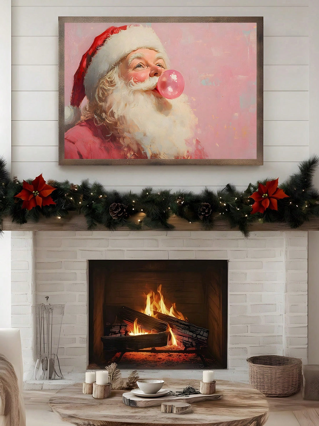 Bring a splash of festive fun to your space with this Vintage Santa Claus Bubblegum Wall Art. Featuring a whimsical pink Santa surrounded by bubblegum bubbles, it adds a joyful pop of color perfect for home or office holiday decor. Celebrate the season with a playful twist that’s sure to brighten any room and spark cheerful conversations.