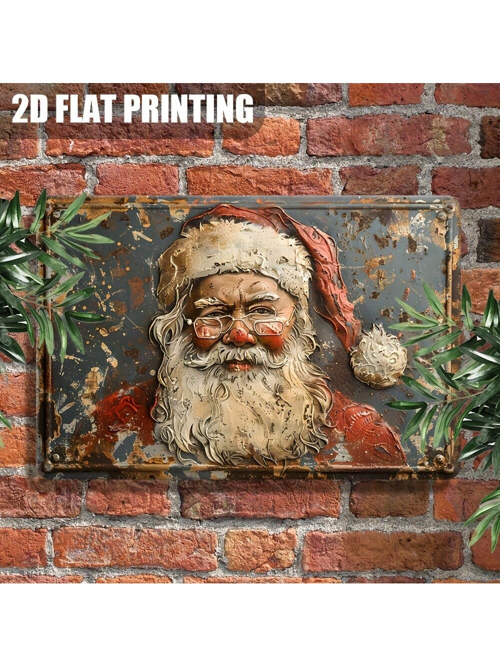 Bring festive cheer to any space with this charming vintage Santa metal sign. Crafted from durable aluminum, this retro piece features classic holiday imagery that captures the warmth of nostalgic Christmas traditions. Whether displayed in your farmhouse kitchen, cozy living room, or outdoor porch, it adds instant character and whimsy to your seasonal décor. Weather-resistant and built to last, this sign works beautifully year-round for those who can't resist a little Santa spirit. A delightful conversation