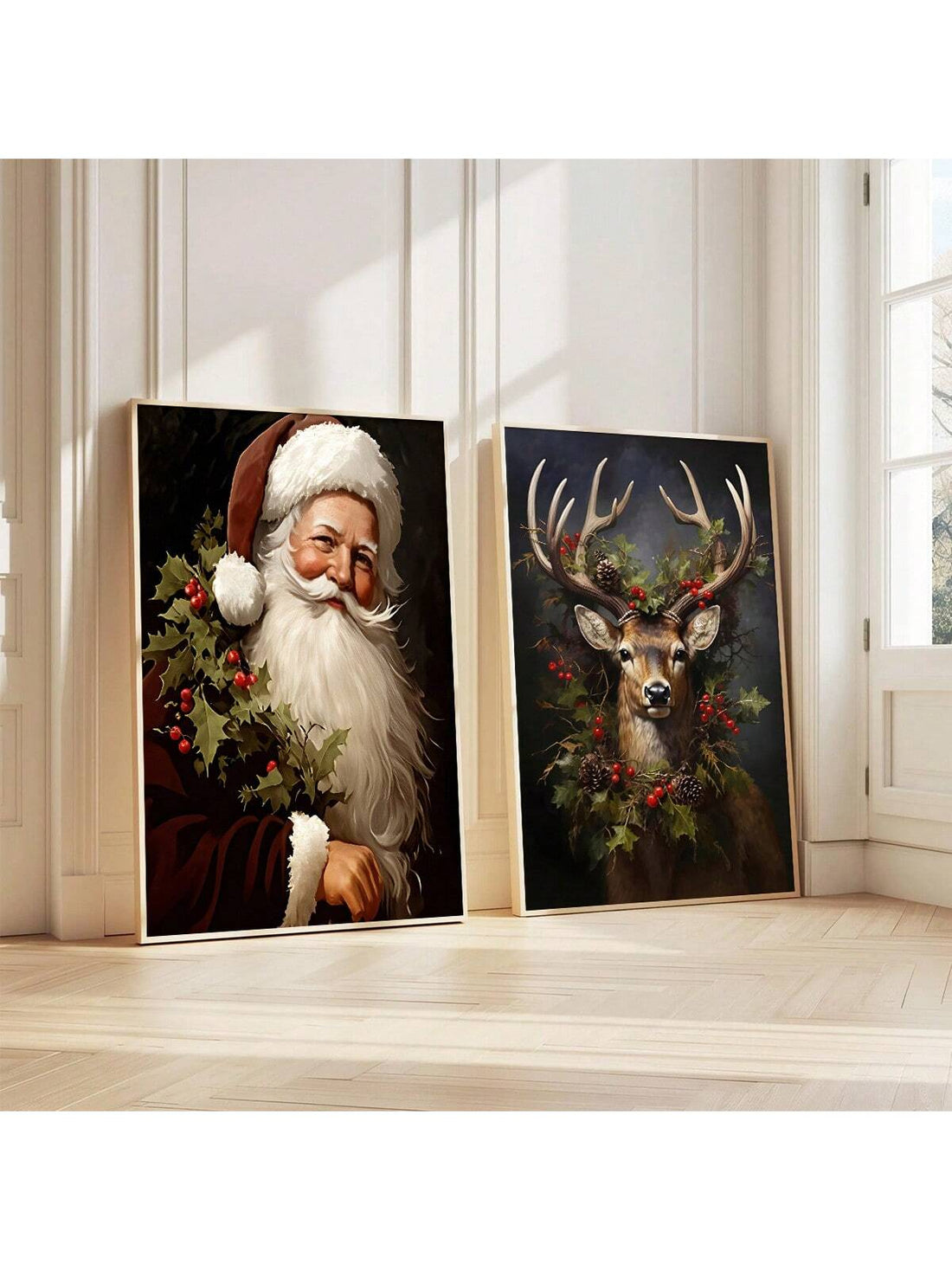 Bring holiday magic to your walls with this charming 2-piece canvas poster set featuring vintage-inspired Santa Claus and reindeer artwork. Perfect for creating a festive atmosphere throughout your home, these timeless designs capture the warmth and wonder of Christmas. Each canvas showcases classic holiday imagery with a nostalgic twist, making them ideal for living rooms, bedrooms, or entryways. Easy to display and instantly transformative, this set adds cozy character to any space while celebrating the s