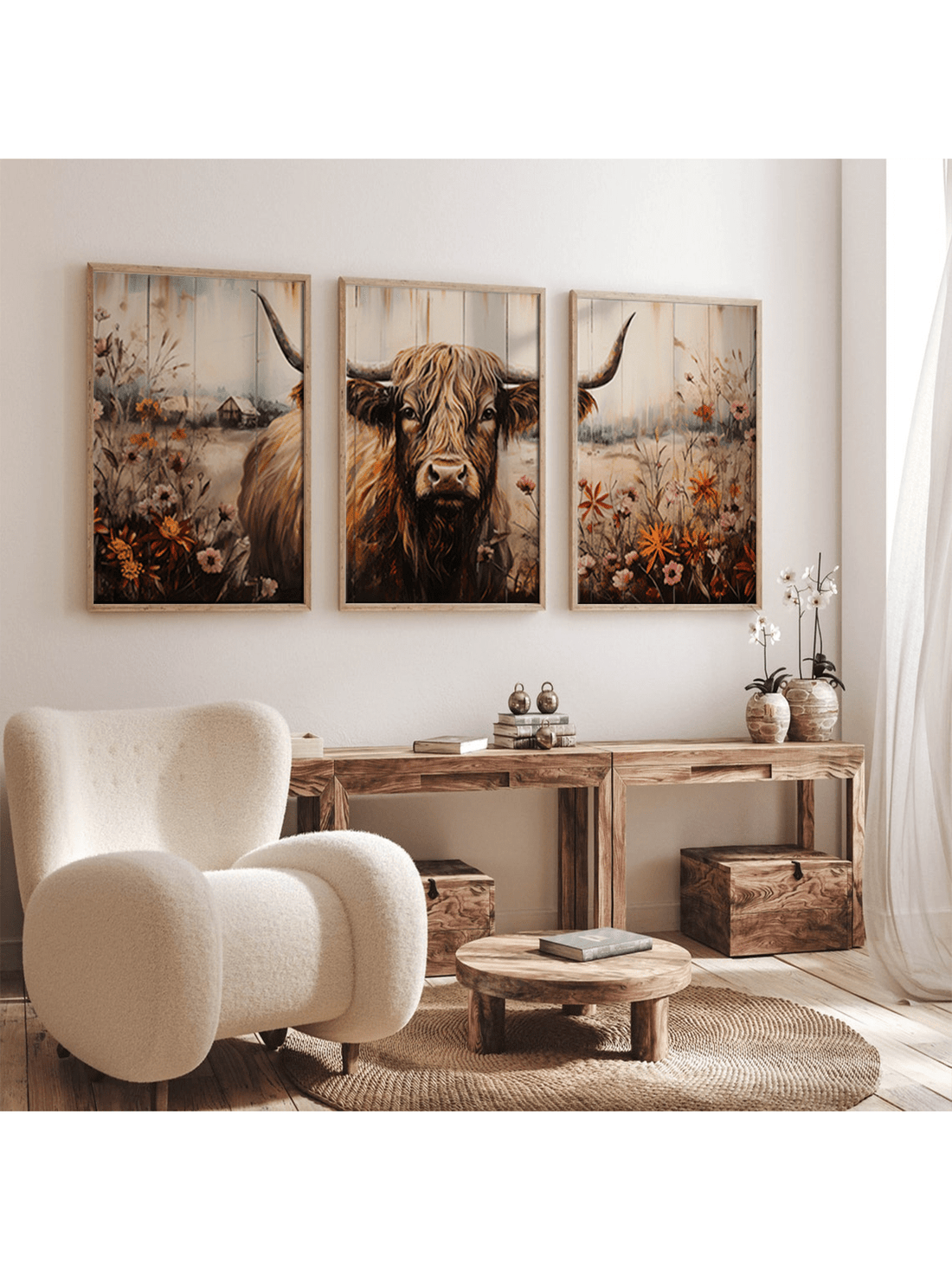 Bring a touch of rustic charm and cheeky countryside vibes to your space with this Vintage Scottish Highland Cow Canvas Art Set. Perfect for home or office, these playful prints capture the iconic shaggy cows in all their fluffy glory, adding warmth and character to any wall. Embrace farmhouse fun and let these gentle giants brighten your day with their timeless Highland spirit.