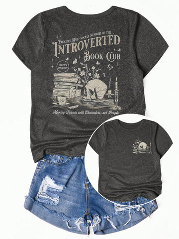 Express your unique style with this Vintage Skull Book Graphic Tee! Featuring a vintage design of a skull reading a book, this tee is perfect for those who love to embrace their individuality. Stand out from the crowd and make a statement with this quirky and fun t-shirt.