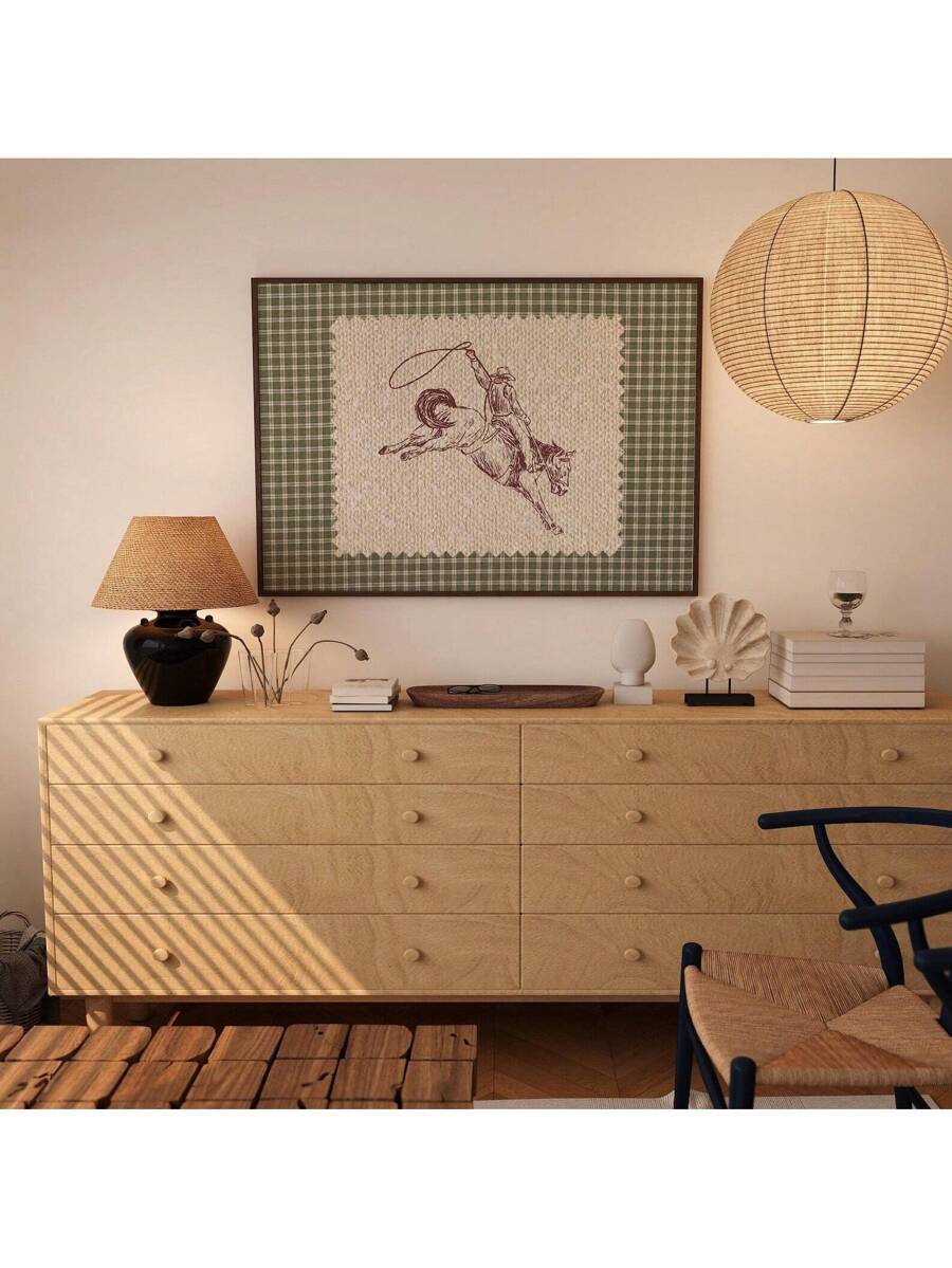 Bring a splash of the Wild West to your space with this Vintage Striped Rodeo Canvas Art. Featuring bold, nostalgic stripes and a spirited cowboy design, it’s the perfect way to add charm and personality to any rustic home or dorm room. Whether you're dreaming of rodeo thrills or just want a fun, lively accent, this canvas brings a touch of cowboy swagger right to your wall. Ready to rope in compliments? Saddle up and hang this classic piece today!