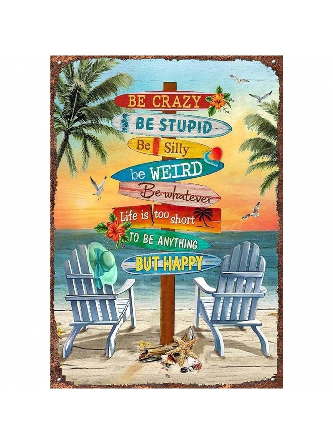 This vintage surfboard beach canvas print is the perfect addition to any living room or bedroom decor. Measuring at 20x30 cm, it's the ideal size for adding a retro touch to your space. Made from high-quality materials, this print is sure to impress with its classic design and durability. Bring the beach to your home with this stylish tin sign.