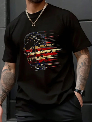 Celebrate Independence Day with a bold twist in this Vintage USA Flag Skull T-Shirt for Men. Featuring a striking red, white, and blue skull graphic, this tee adds a playful edge to your 4th of July festivities. Comfortable and eye-catching, it’s perfect for showing off your patriotic spirit with a bit of attitude.
