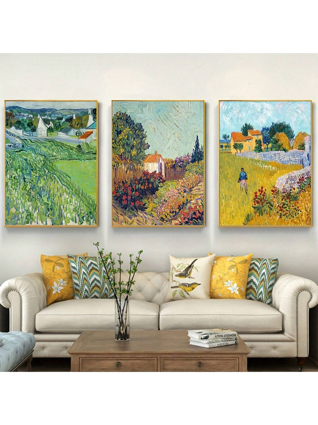 Enhance your home decor with our Vintage Van Gogh Canvas Poster Trio. These posters feature iconic summer scenes from Van Gogh's art collection, adding a touch of sophistication to any room. Made with high-quality materials, these posters are a stunning addition to your art collection.