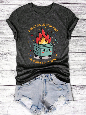 Get ready to rock that retro look with our Vintage Vibes: Dumpster Fire Slogan Graphic Tee for Women! This playful and quirky top is perfect for anyone who doesn't take themselves too seriously. With a unique and eye-catching design, you'll turn heads and make a statement. Don't let the dumpster fire stop your vibe.