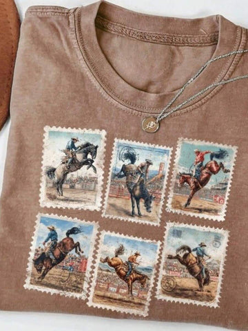 Exude Timeless Rugged Sophistication in Our Vintage Western Cowboy T-Shirt for Women!

Experience the perfect fusion of heritage Americana aesthetics and sharp, modern tailoring. This stunning rodeo-inspired top is meticulously designed for the woman who values a high-fashion, "quiet luxury" take on classic Western wear—the ultimate centerpiece for sun-drenched festivals, weekend ranch escapes, and effortless city strolls.

Iconic Vintage Cowboy Artistry: Featuring a masterfully curated, faded graphic print