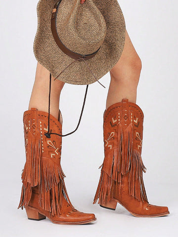Experience the perfect blend of style and durability with our Vintage Western Fringe Cowgirl Boots. Made for women, these boots feature a stylish vintage design and sturdy construction, ensuring long-lasting wear. Elevate your western look with these timeless boots.