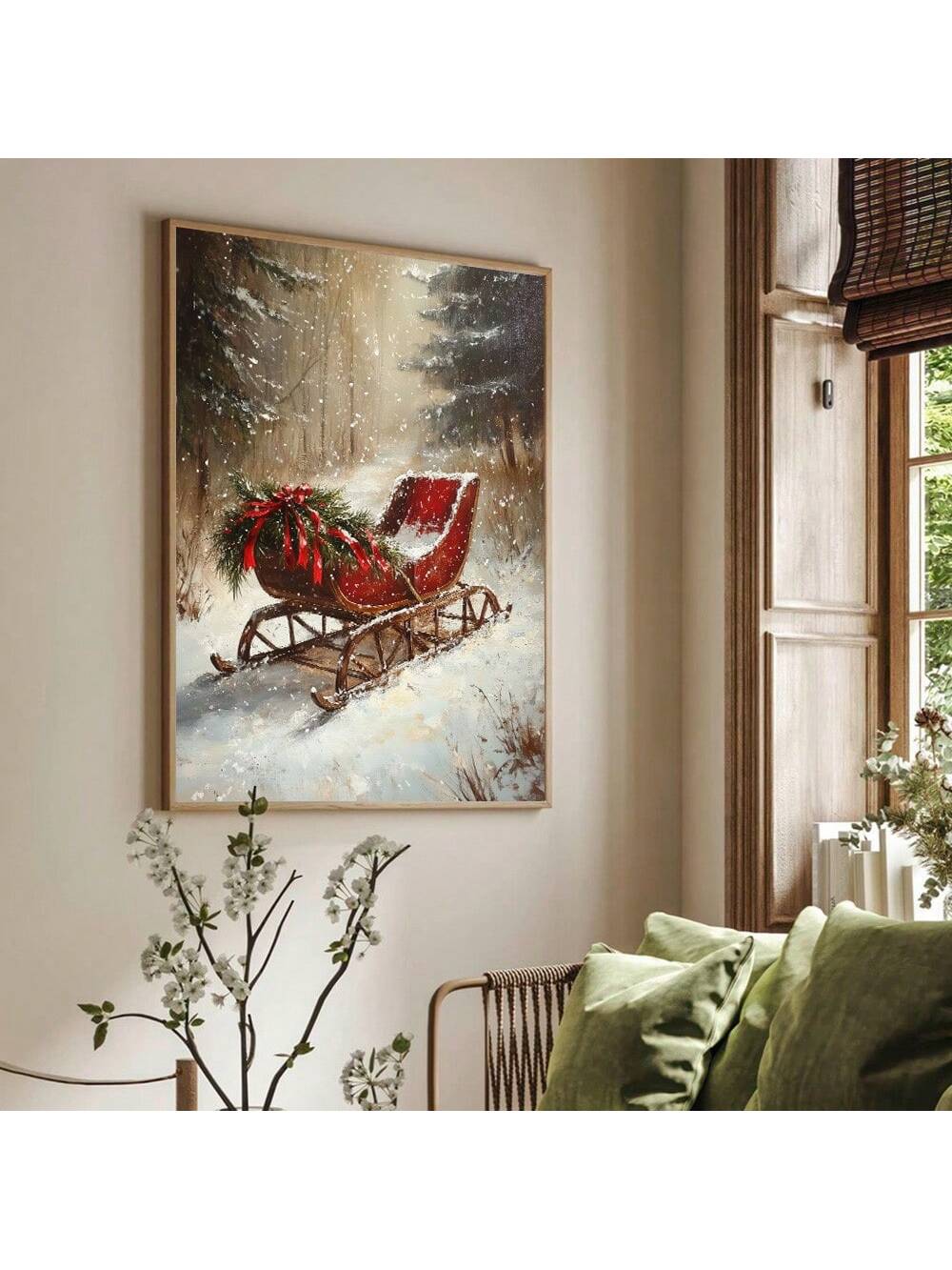 Bring nostalgic charm to your holiday décor with this vintage-inspired winter sleigh poster. Featuring a rustic minimalist design, it captures the magic of snowy days and cozy cabin vibes without overwhelming your space. Perfect for creating a warm, inviting atmosphere in any room, this wall art celebrates the simple pleasures of winter while adding character to your home. Whether you're decorating for the season or keeping holiday spirit year-round, this timeless piece brings that perfect blend of whimsy a