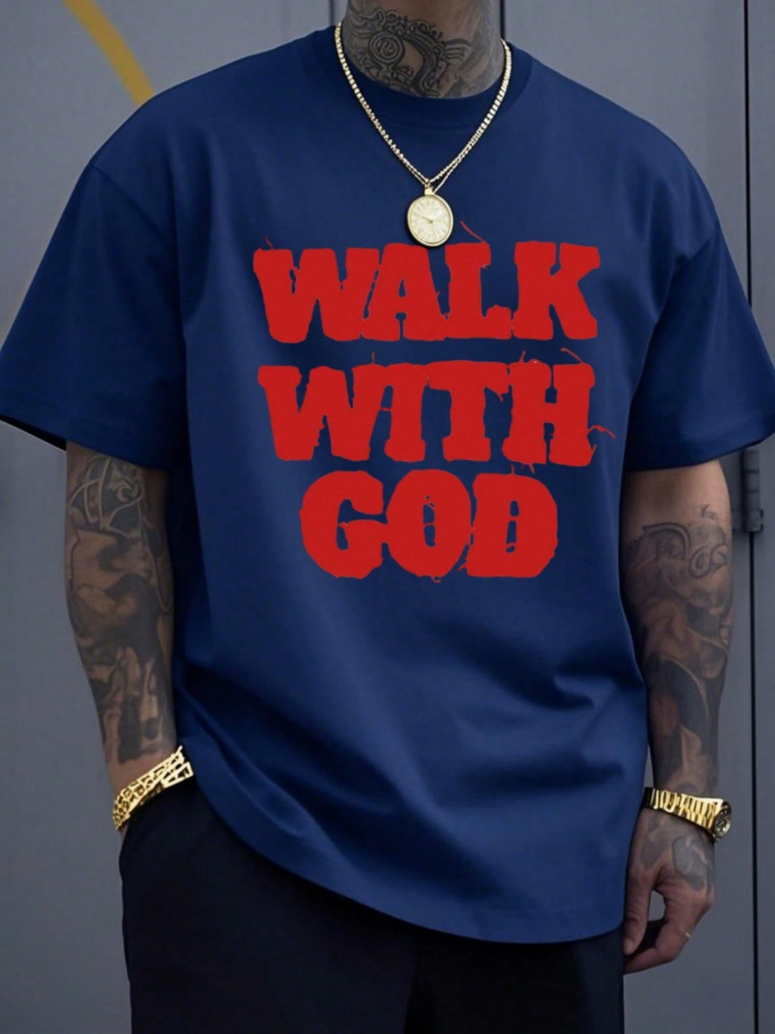 Gear up for your walk with God in this bold red heavyweight cotton athletic t-shirt. The digital print features a playful take on the phrase "walk with God", making it perfect for those who don't take themselves too seriously. Comfortable, durable, and quirky - just like your walk with God!