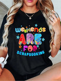 This Weekend Scrapbooking Vibes tee is perfect for creative souls who love to scrapbook on weekends. With a casual crew neck design, this tee is comfortable for all-day wear. Show off your love for scrapbooking in a fun and playful way!(Only ONE exclamation point used)