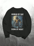 Unleash your inner Sigma with the Werewolf Meme Sweatshirt! Transform from human by day to Sigma by night, and embrace your unique, quirky personality. Made with high-quality materials, this sweatshirt is perfect for showing off your fun and playful side. Get ready to howl with laughter in this one-of-a-kind sweatshirt.
