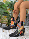 Combining style and comfort, these Western Charm cowboy boots are a must-have for every woman. Made with high-quality patchwork material, these boots feature a thick high heel for added stability and an eye-catching printed design. Perfect for any occasion, these boots are sure to add a touch of charm to your wardrobe.