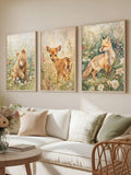 Transform your little one's room into an enchanted forest with this delightful three-piece canvas set. Each panel showcases a lovable woodland character—a curious bear, graceful deer, and clever fox—rendered in soft, whimsical illustrations that spark imagination. Perfect for nurseries, playrooms, or any space craving a touch of nature-inspired charm, these canvases blend playful artistry with gentle colors that complement any décor. Easy to hang and instantly captivating, this set brings the magic of the w