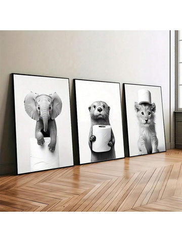 Spruce up your walls with our Whimsical Animal Trio wall art set! This quirky and playful set features frameless black and white prints, perfect for adding a touch of whimsy to any home decor. Make a statement with these unique prints that are sure to add a fun and stylish touch to any room.