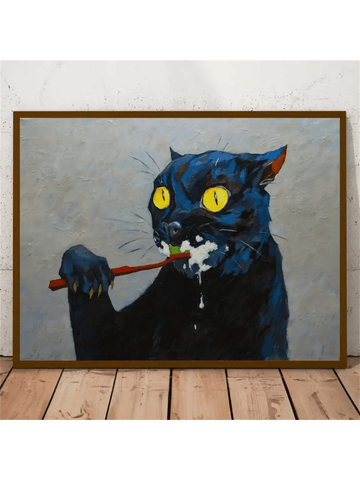 This Whimsical Black Cat Canvas Poster is the perfect addition to any cat lover's home. Featuring a playful black cat, this humorous wall art will bring a touch of whimsy to any room. Made with high-quality canvas, this poster is durable and long-lasting. A must-have for any cat enthusiast!