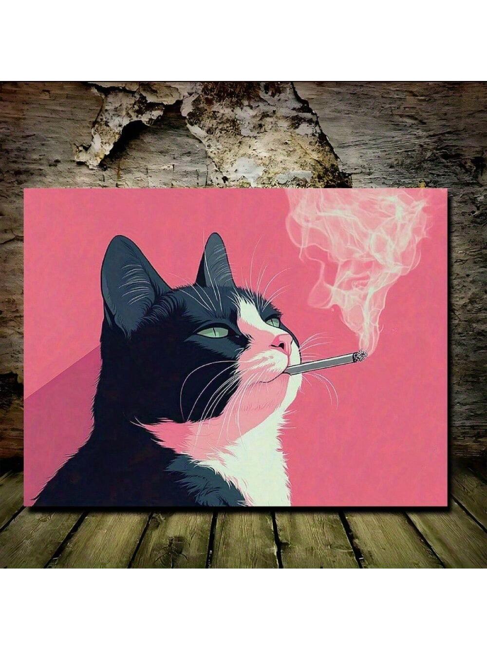Add a touch of whimsy to any space with this black cat canvas wall art. Featuring a playful retro design, this piece is sure to bring a smile to your face and liven up any room. Perfect for animal lovers and those who appreciate unique, quirky decor. Meow!