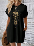 Unleash your inner butterfly with this whimsical tee dress. The batwing sleeves provide effortless style and the butterfly print adds a touch of whimsy. Perfect for those who want to look stylish without putting in much effort. Fly away in this playful and quirky dress!