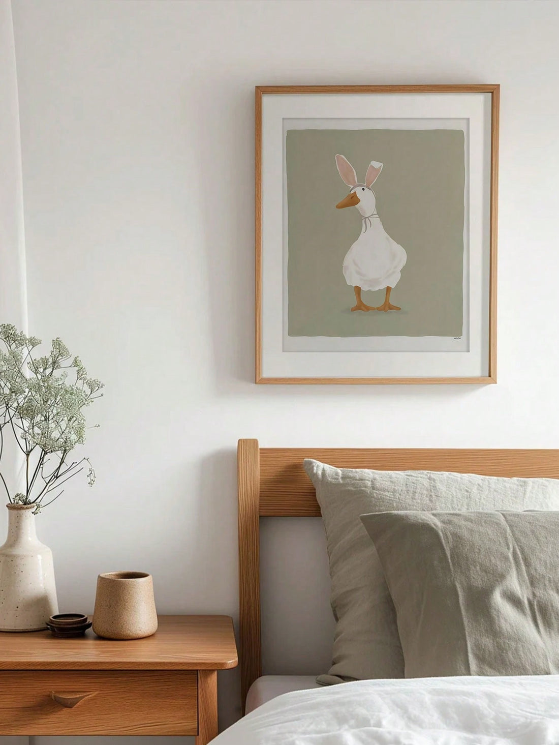 Bring some whimsy to your Easter decor with our vintage unframed canvas wall art featuring a charming duck with bunny ears. This unique piece adds a playful touch to any room and is a must-have for any Easter celebration. Made with high-quality materials, it is sure to last for years to come.