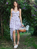 Indulge in the playful charm of our Whimsical Floral Ruffle Mini Dress! Featuring delicate spaghetti straps and a flirty ruffle hem, this dress will make you feel both dreamy and daring. With a vibrant floral print, it's perfect for any occasion - from a casual picnic to a fun night out. Bring out your inner free spirit in this quirky and feminine dress!
