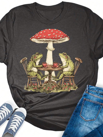 Introduce some fun and quirkiness to your wardrobe with our Whimsical Frog & Mushroom Aesthetic Tee! With a playful graphic and soft, comfortable fabric, this t-shirt is perfect for nature lovers who don't take themselves too seriously. Let your love for the outdoors shine through with this unique and charming addition to your collection.