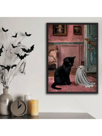 Add a touch of playful charm to your Halloween decor with this Whimsical Ghost and Kitten Canvas Wall Art. Featuring a cute ghost and curious kitten, this artwork brings a fun and festive spirit to any room. Perfect for creating a cozy, spooky atmosphere that delights both kids and adults alike. Easy to hang and sure to spark smiles throughout the season!