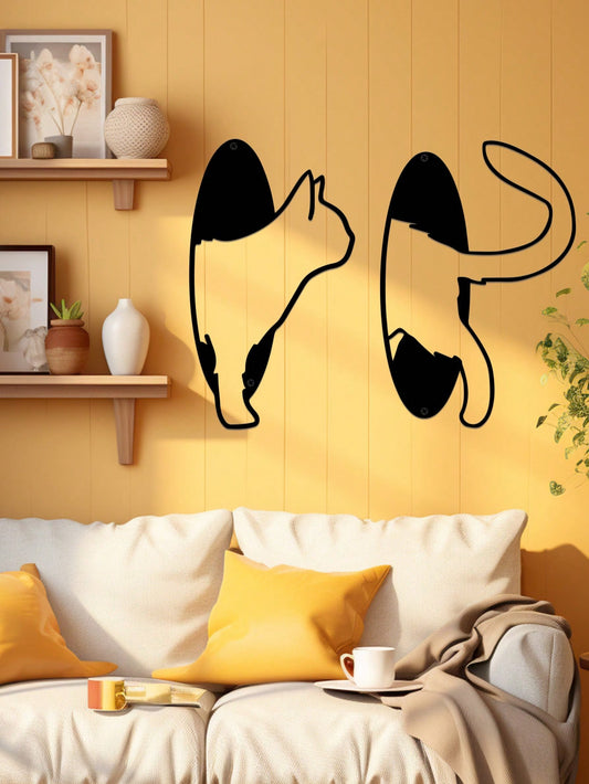 Add a playful touch to your home and outdoor festivities with our Whimsical Metal Cat Silhouette Wall Decor. Made with high-quality metal, this decorative piece features a charming cat silhouette that will bring a smile to your face year-round. Perfect for cat lovers and those who appreciate unique decor.