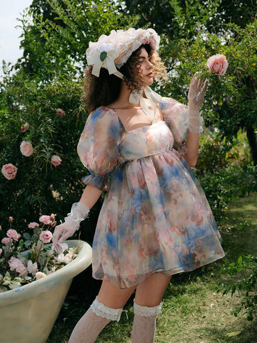 Step into a fairytale with this Whimsical Oil Painting Puff Sleeve Organza Princess Dress, designed to bring charm and elegance to your festival or spring break wardrobe. Delicate puff sleeves and a dreamy organza fabric create a playful, airy silhouette that moves with you. The vibrant oil painting-inspired print adds a splash of artful whimsy, perfect for sunny days and special moments. Embrace your inner princess and let the fun begin!