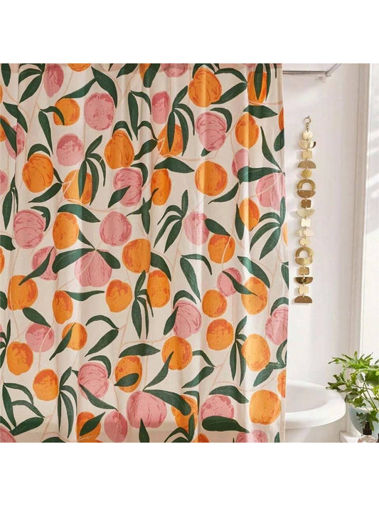 Introducing our Whimsical Peach Delight shower curtain, featuring a waterproof design and charming cartoon peach pattern. Stay dry and add a touch of whimsy to your bathroom with this delightful curtain and included hooks.