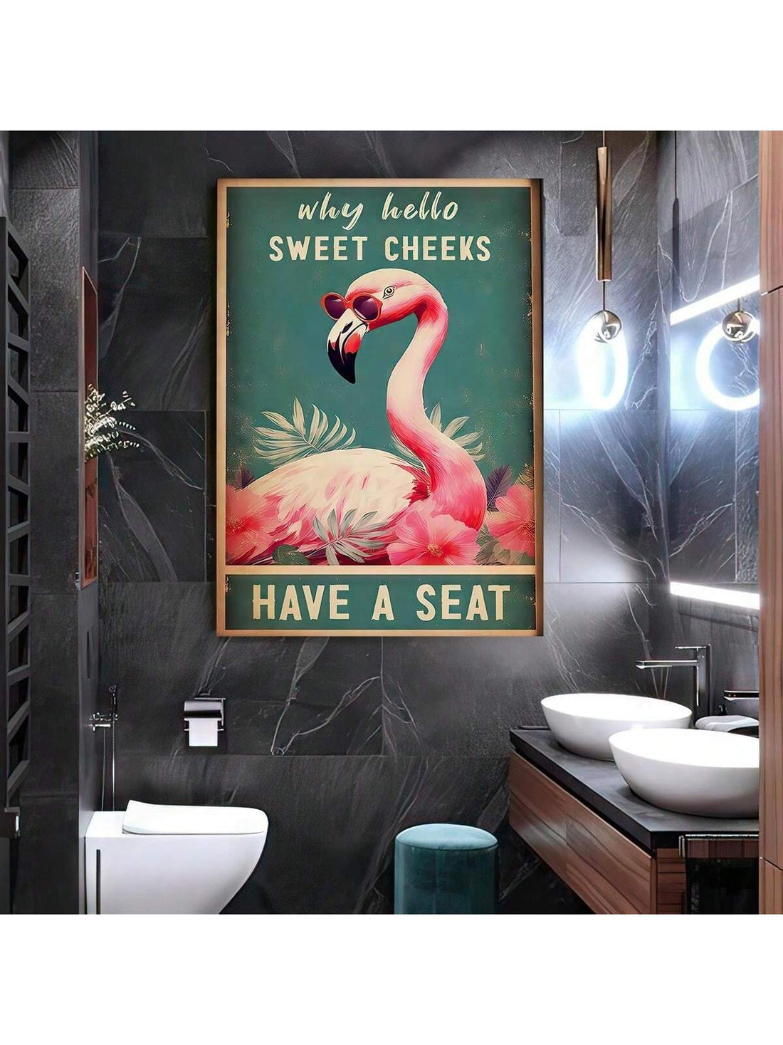 Add a whimsical touch to your bathroom with our vibrant Pink Flamingo Canvas Print! This unique wall art will infuse your space with playfulness and color, making it the perfect addition to any bathroom. (No boring walls here!)