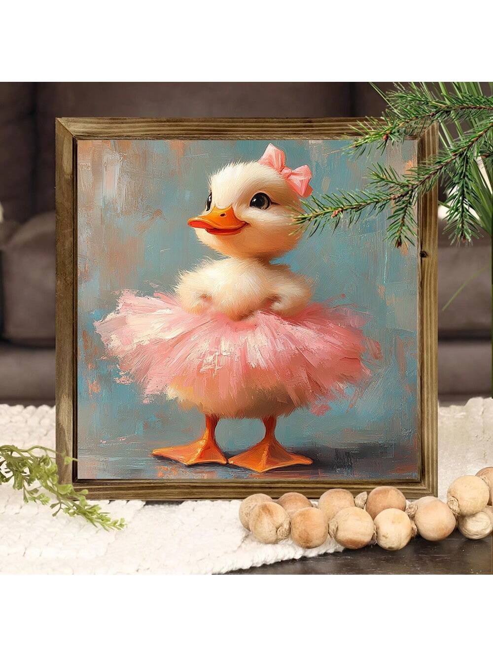 Bring a splash of playful charm to your space with this Whimsical Pink Tutu Duck oil painting. Perfect for bathrooms, cozy cafes, or any duck enthusiast’s collection, this framed artwork blends vibrant colors and a cheeky sense of fun. Its lighthearted design is sure to brighten walls and lift spirits, making every glance a delightful escape into whimsy.