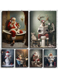 Bring some festive humor to your bathroom with our Whimsical Santa on the Toilet wall art! This fun and quirky piece will add a touch of whimsy and laughter to your holiday decor. Made from high-quality materials, it's sure to be a cheery addition to your home.