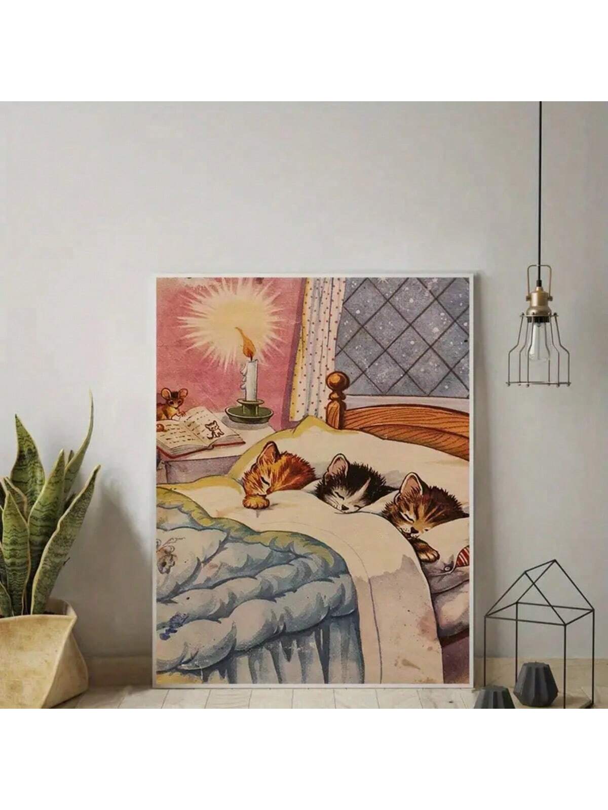 Add a touch of whimsy to your home or office with our charming Whimsical Sleeping Kitten Canvas Art. This aesthetic wall decor will bring a sense of playfulness to any space. Made with durable canvas and vibrant colors, this art piece will brighten up your walls and bring joy to all who see it.