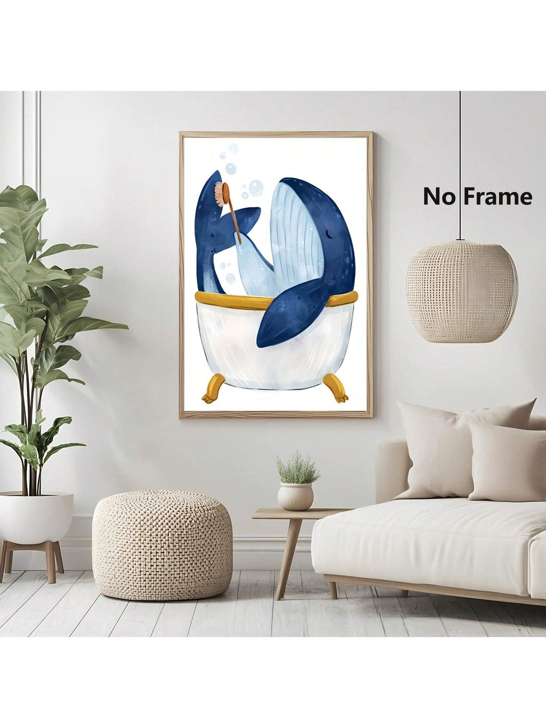 Add a splash of fun to any space with this Whimsical Whale Bathtub Canvas Wall Art. Crafted to be waterproof, it’s perfect for brightening up your bathroom, office, or home without worry. The playful whale design brings a cheerful vibe, making every glance a delightful escape to the sea. Durable and easy to clean, this mural turns ordinary walls into a charming underwater adventure.