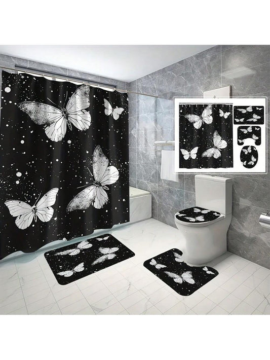 Enhance your bathroom with our Whimsical White Butterfly 4-Piece Shower Curtain Set, featuring 3D digital printing for a stunning and realistic design. Transform your space with this high-quality set and enjoy a unique, whimsical touch in your daily routine. Made for both function and style.