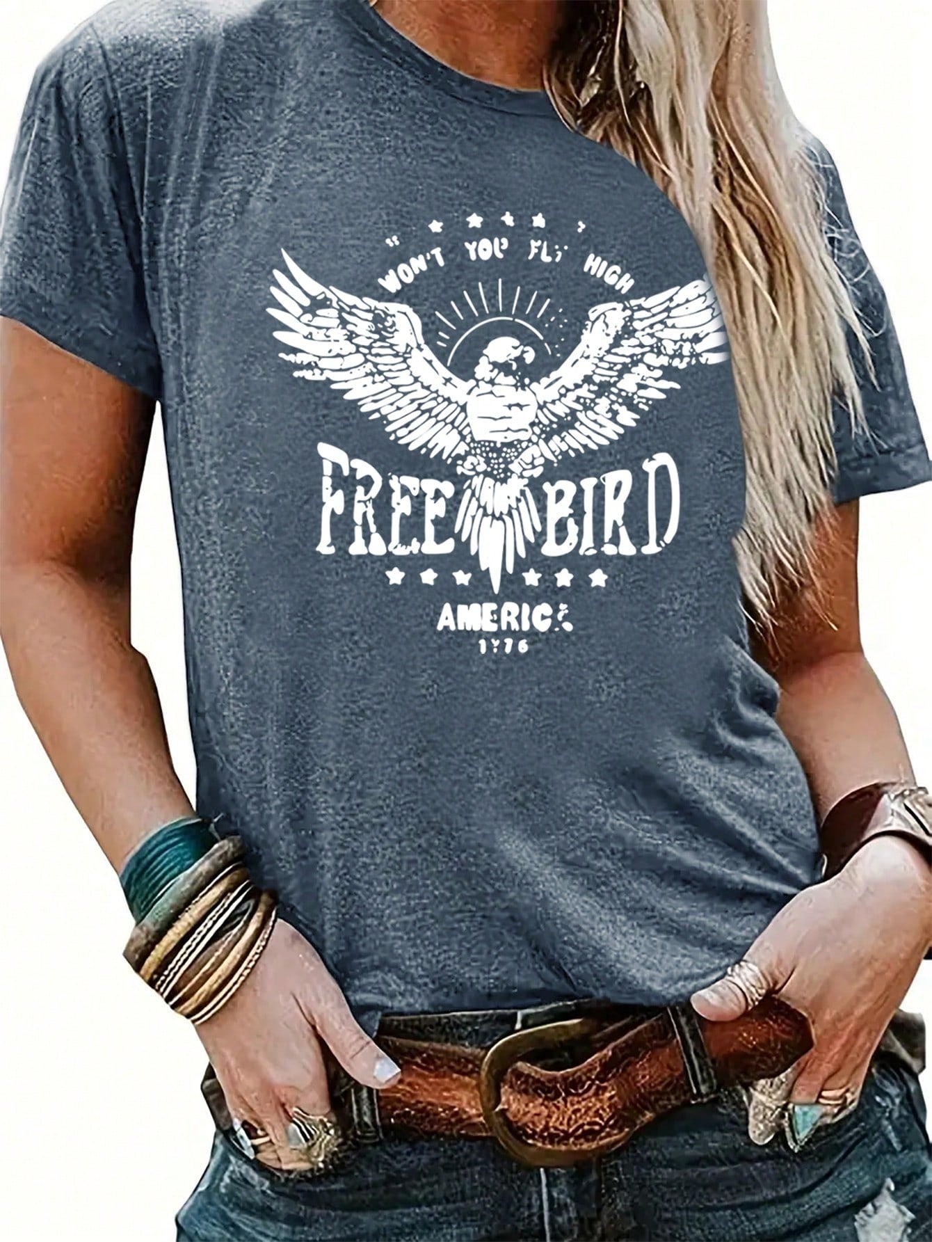 Show off your playful side with our Wild Eagle Graphic Tee! This summer casual t-shirt is perfect for those who don't take themselves too seriously. With a quirky design and comfortable short sleeves, you'll feel stylish and confident. Perfect for any casual occasion!