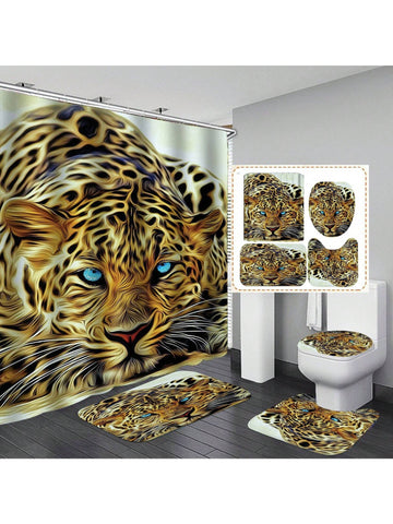 Transform your bathroom into a wild safari with our bathroom décor set. Featuring a stunning leopard and tiger shower curtain, and matching accessories, this set will add a touch of adventure and elegance to your daily routine. Made with high-quality materials, it's the perfect addition for any animal lover's bathroom.