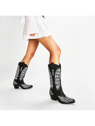 Introducing our Wings of the West Cowboy Boots for Women, featuring a vintage design with a chunky heel and wide calf fit. These boots are perfect for any Western fashion enthusiast, providing both style and comfort with their timeless design. Upgrade your wardrobe with these unique and versatile cowboy boots.